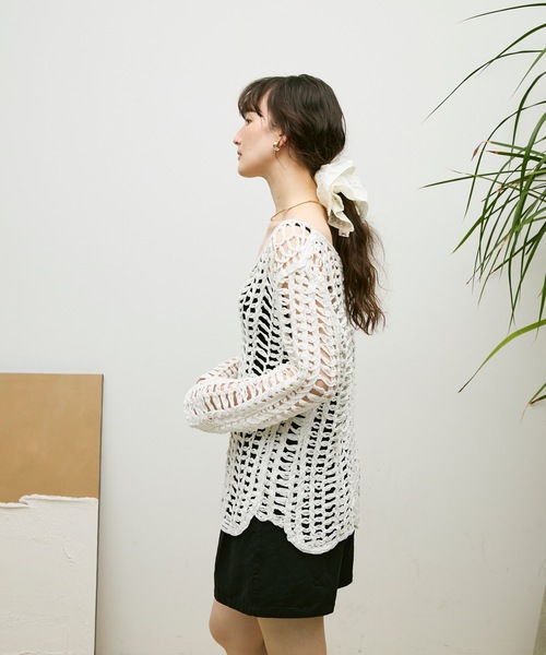 Lutim by u(ルチバイユー)の「Loose mesh tops / ルーズメッシュトップス(その他トップス・レディース・ホワイト/ナチュラル・FREE)」の4枚目の写真