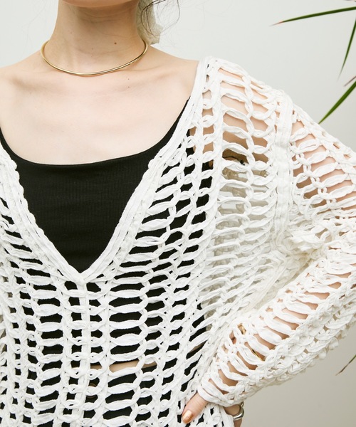 Lutim by u(ルチバイユー)の「Loose mesh tops / ルーズメッシュトップス(その他トップス・レディース・ホワイト/ナチュラル・FREE)」の9枚目の写真