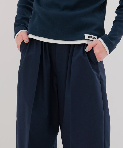 THREE DOTS TURQUOISE(スリードットターコイズ)の「THREE DOTS TURQUOISE × DRESSLAVE / THREE TUCK PANTS(スリータックパンツ)(スラックス・レディース・ブラック/ネイビー・36/34)」の5枚目の写真