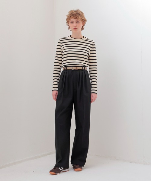 THREE DOTS TURQUOISE(スリードットターコイズ)の「THREE DOTS TURQUOISE × DRESSLAVE / THREE TUCK PANTS(スリータックパンツ)(スラックス・レディース・ブラック/ネイビー・36/34)」の15枚目の写真