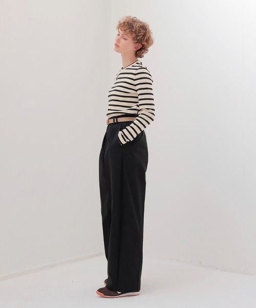 THREE DOTS TURQUOISE(スリードットターコイズ)の「THREE DOTS TURQUOISE × DRESSLAVE / THREE TUCK PANTS(スリータックパンツ)(スラックス・レディース・ブラック/ネイビー・36/34)」の16枚目の写真