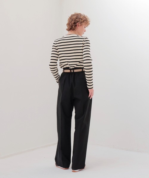 THREE DOTS TURQUOISE(スリードットターコイズ)の「THREE DOTS TURQUOISE × DRESSLAVE / THREE TUCK PANTS(スリータックパンツ)(スラックス・レディース・ブラック/ネイビー・36/34)」の17枚目の写真