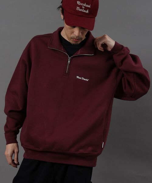 BEN DAVIS(ベンデイビス)の「【BEN DAVIS(ベンデイビス)】HEAVY SWEAT HALF ZIP / ヘビースウェット ハーフジップ 裏起毛 ジップ ワンポイント(スウェット・メンズ・ブルーグレー/ブラック/バーガンディー/アッシュグレー/モカ・X-LARGE/LARGE/MEDIUM)」の12枚目の写真