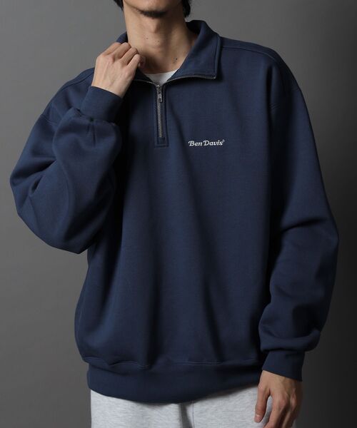 BEN DAVIS(ベンデイビス)の「【BEN DAVIS(ベンデイビス)】HEAVY SWEAT HALF ZIP / ヘビースウェット ハーフジップ 裏起毛 ジップ ワンポイント(スウェット・メンズ・ブルーグレー/ブラック/バーガンディー/アッシュグレー/モカ・X-LARGE/LARGE/MEDIUM)」の21枚目の写真