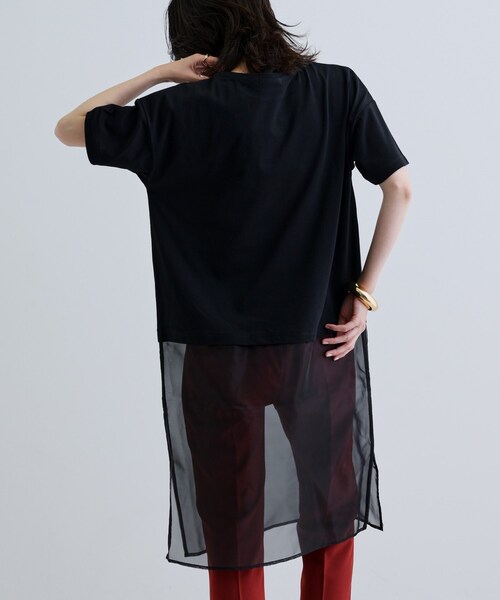 GALLEST（ギャレスト）の「シアードッキングTシャツ（Tシャツ/カットソー・レディース・ホワイト/ブラック・38）」の3枚目の写真