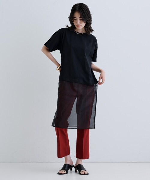 GALLEST（ギャレスト）の「シアードッキングTシャツ（Tシャツ/カットソー・レディース・ホワイト/ブラック・38）」の4枚目の写真