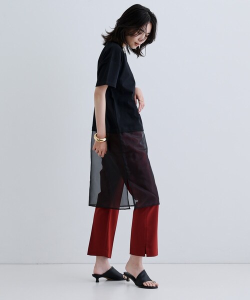 GALLEST（ギャレスト）の「シアードッキングTシャツ（Tシャツ/カットソー・レディース・ホワイト/ブラック・38）」の5枚目の写真