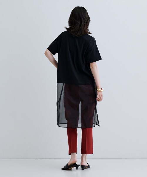 GALLEST（ギャレスト）の「シアードッキングTシャツ（Tシャツ/カットソー・レディース・ホワイト/ブラック・38）」の6枚目の写真