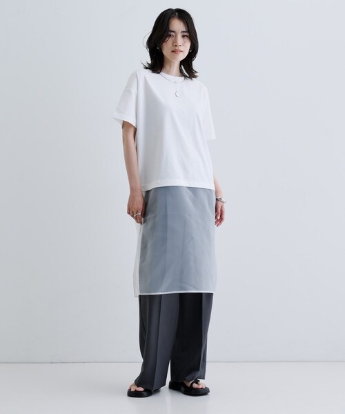 GALLEST（ギャレスト）の「シアードッキングTシャツ（Tシャツ/カットソー・レディース・ホワイト/ブラック・38）」の10枚目の写真