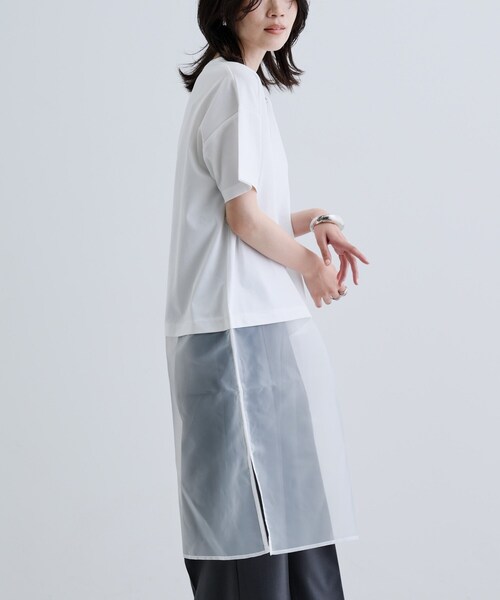 GALLEST（ギャレスト）の「シアードッキングTシャツ（Tシャツ/カットソー・レディース・ホワイト/ブラック・38）」の11枚目の写真