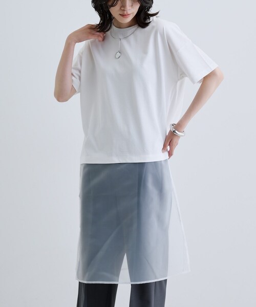 GALLEST（ギャレスト）の「シアードッキングTシャツ（Tシャツ/カットソー・レディース・ホワイト/ブラック・38）」の12枚目の写真