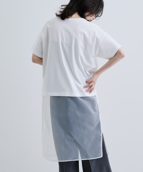 GALLEST（ギャレスト）の「シアードッキングTシャツ（Tシャツ/カットソー・レディース・ホワイト/ブラック・38）」の13枚目の写真