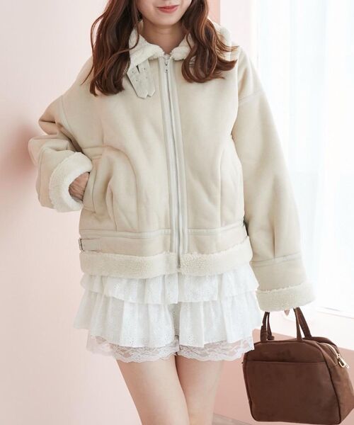 MAJESTIC LEGON（マジェスティックレゴン）の「ウエストリブ裾レースフリルミニスカート（スカート・レディース・ホワイト系その他/ブラウン系その他5/ブラウン/ブラック・MEDIUM）」の2枚目の写真