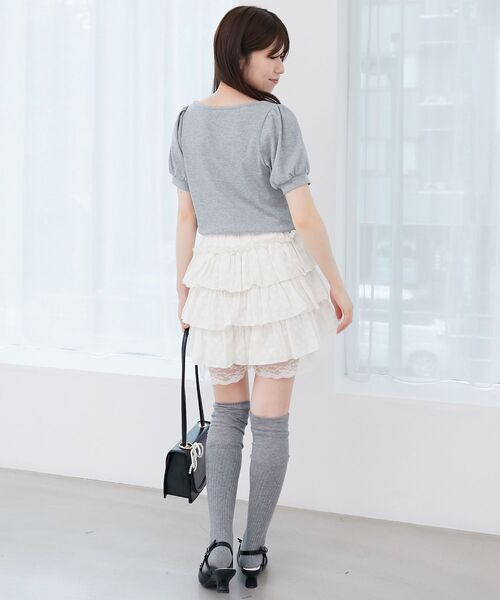 MAJESTIC LEGON（マジェスティックレゴン）の「ウエストリブ裾レースフリルミニスカート（スカート・レディース・ホワイト系その他/ブラウン系その他5/ブラウン/ブラック・MEDIUM）」の22枚目の写真