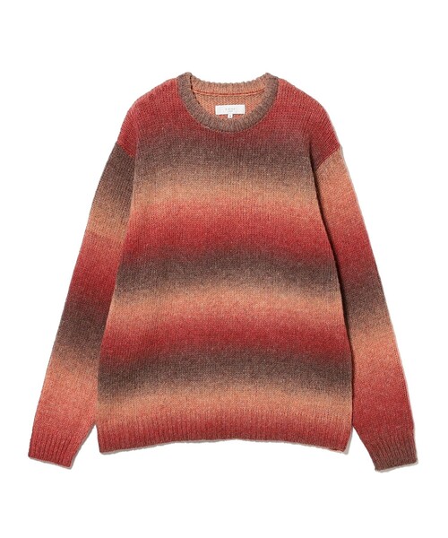 B:MING by BEAMS(ビーミングバイビームス)の「3ゲージ グラデーション ボーダー ニット(ユニセックス)(ニット/セーター・メンズ・オレンジ/ブラック・S/M/L/XL)」の10枚目の写真