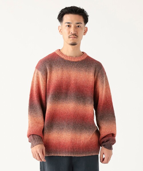 B:MING by BEAMS(ビーミングバイビームス)の「3ゲージ グラデーション ボーダー ニット(ユニセックス)(ニット/セーター・メンズ・オレンジ/ブラック・S/M/L/XL)」の17枚目の写真