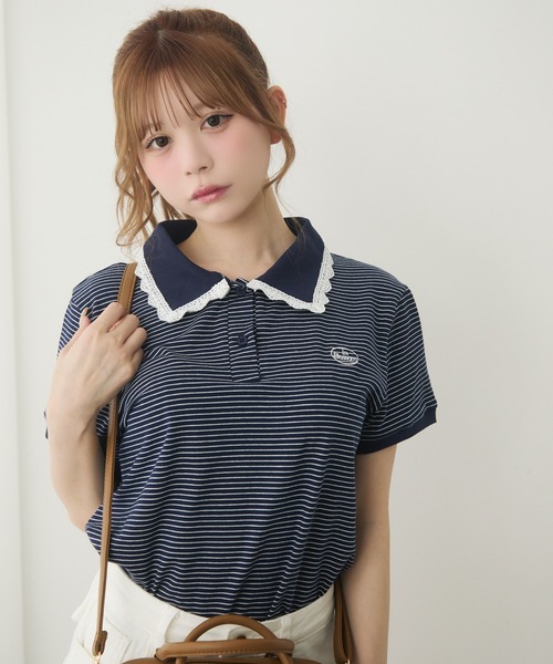 テンダーロイン   コットンレーヨン　ニット　ボーダー　ポロシャツ　XL 新品 春夏用]ポロニット[ニット/吸汗速乾/ボーダー](34-AD8809