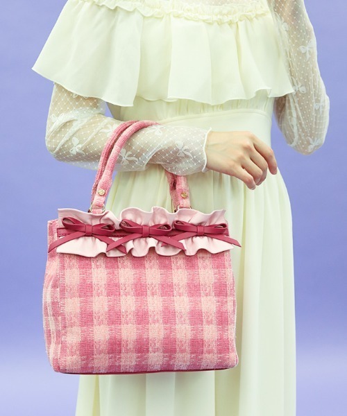 axes femme POETIQUE(アクシーズファムポエティック)の「ラメツイード推し活バッグ(ショルダーバッグ・レディース・モカ/ピンク・FREE)」の1枚目の写真