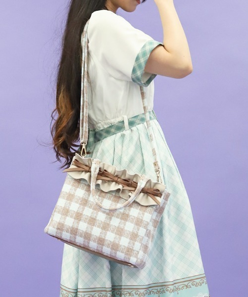 axes femme POETIQUE(アクシーズファムポエティック)の「ラメツイード推し活バッグ(ショルダーバッグ・レディース・モカ/ピンク・FREE)」の15枚目の写真