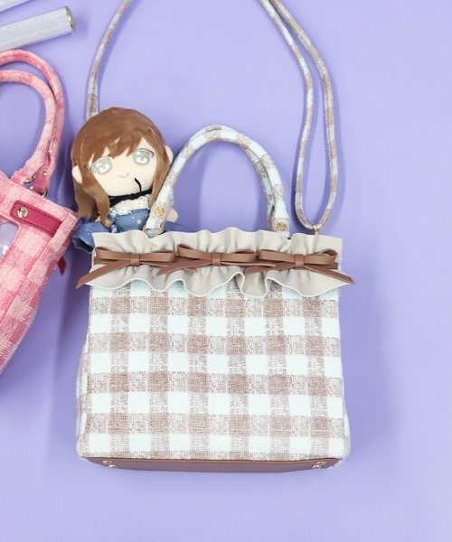 axes femme POETIQUE(アクシーズファムポエティック)の「ラメツイード推し活バッグ(ショルダーバッグ・レディース・モカ/ピンク・FREE)」の20枚目の写真