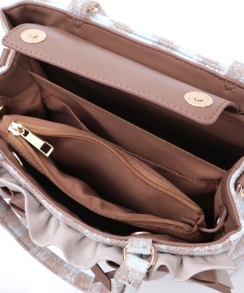 axes femme POETIQUE(アクシーズファムポエティック)の「ラメツイード推し活バッグ(ショルダーバッグ・レディース・モカ/ピンク・FREE)」の4枚目の写真