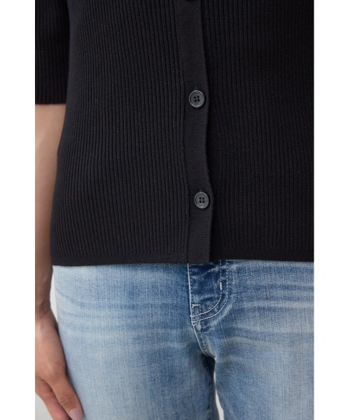 AZUL by moussy（アズールバイマウジー）の「5分袖ギャザーオフショルニットトップス（ニット/セーター・レディース・ブラック/ライトブラウン/杢グレー・FREE）」の11枚目の写真