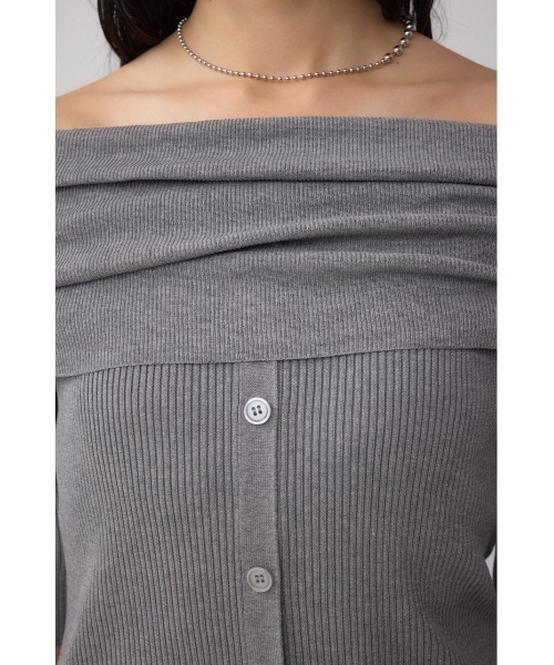AZUL by moussy（アズールバイマウジー）の「5分袖ギャザーオフショルニットトップス（ニット/セーター・レディース・ブラック/ライトブラウン/杢グレー・FREE）」の18枚目の写真