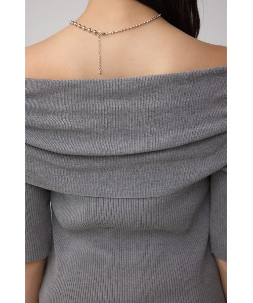 AZUL by moussy（アズールバイマウジー）の「5分袖ギャザーオフショルニットトップス（ニット/セーター・レディース・ブラック/ライトブラウン/杢グレー・FREE）」の19枚目の写真