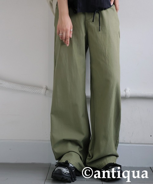 antiqua(アンティカ)の「ツイルワイドパンツ(その他パンツ・レディース・カーキ/ブラック/キャメル/ホワイト・MEDIUM/X-LARGE/LARGE)」の1枚目の写真