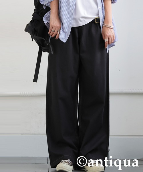 antiqua(アンティカ)の「ツイルワイドパンツ(その他パンツ・レディース・カーキ/ブラック/キャメル/ホワイト・MEDIUM/X-LARGE/LARGE)」の3枚目の写真