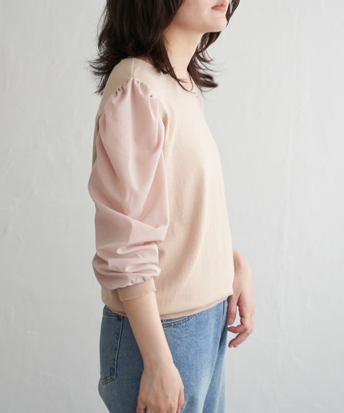 VENCEEXCHANGE(ヴァンスエクスチェンジ)の「2WAYパールタックニット(ニット/セーター・レディース・ベージュ/ネイビー・L/M)」の7枚目の写真