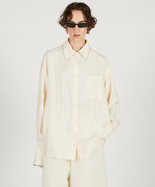 PRANK PROJECT（プランクプロジェクト）の「ボールチェーントリムシャツ / Ball Chain Trim Shirt（シャツ/ブラウス・レディース・イエロー/シルバー/アイボリー・FREE）」の2枚目の写真