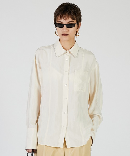 PRANK PROJECT（プランクプロジェクト）の「ボールチェーントリムシャツ / Ball Chain Trim Shirt（シャツ/ブラウス・レディース・イエロー/シルバー/アイボリー・FREE）」の8枚目の写真