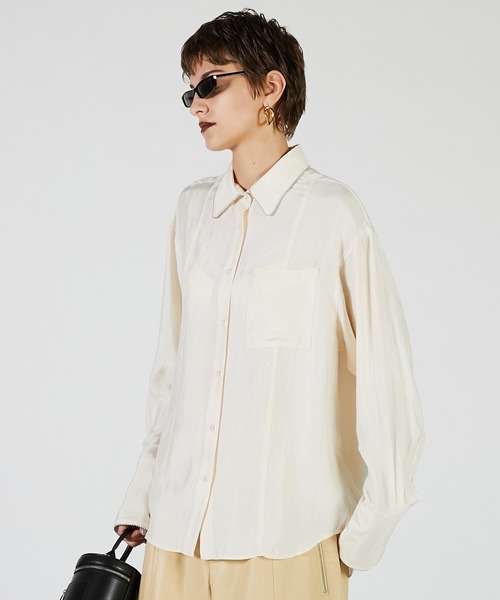 PRANK PROJECT（プランクプロジェクト）の「ボールチェーントリムシャツ / Ball Chain Trim Shirt（シャツ/ブラウス・レディース・イエロー/シルバー/アイボリー・FREE）」の9枚目の写真