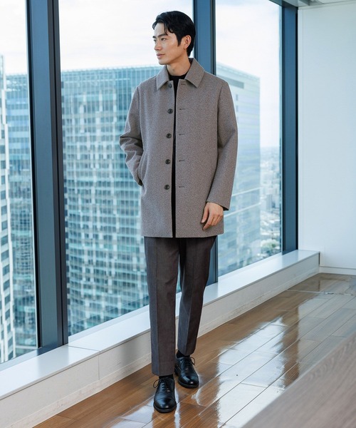 GLOBAL WORK（グローバルワーク）の「ウーリーテック/防風スマートショートステンカラーコート/451155（ステンカラーコート・メンズ・ブラウン系その他5/ネイビー・SMALL/MEDIUM/LARGE/X-LARGE）」の14枚目の写真