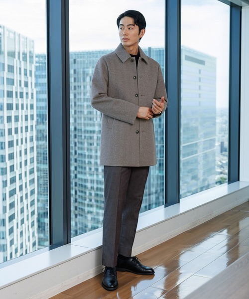 GLOBAL WORK（グローバルワーク）の「ウーリーテック/防風スマートショートステンカラーコート/451155（ステンカラーコート・メンズ・ブラウン系その他5/ネイビー・SMALL/MEDIUM/LARGE/X-LARGE）」の15枚目の写真