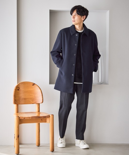 ウーリーテック/防風スマートショートステンカラーコート/451155