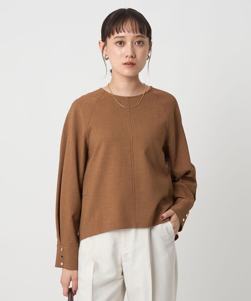 green label relaxing(グリーンレーベルリラクシング)の「ソフトジョーゼット プルオーバー -マシンウォッシャブル・ストレッチ-(シャツ/ブラウス・レディース・オフホワイト/ネイビー/ブラウン・FREE)」の15枚目の写真