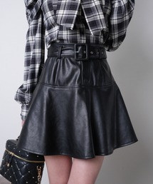 LIPSERVICE | インナーショーパン付ベルトSETフレアスカート(スカート)