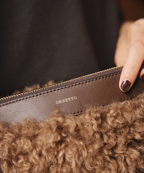 ORSETTO（オルセット）の「ORSETTO オルセット Mouton Bag MORBIDO 1503250010（クラッチバッグ・レディース・ブラウン・FREE）」の3枚目の写真