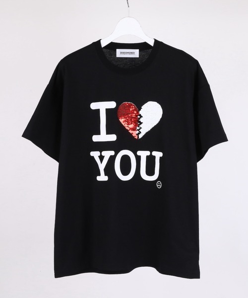 DISCOVERED（ディスカバード）の「DISCOVERED I LOVE＆HATE SEQUINS DAMAGE TEE（Tシャツ/カットソー・メンズ・ホワイト/ブラック・1/3）」の2枚目の写真