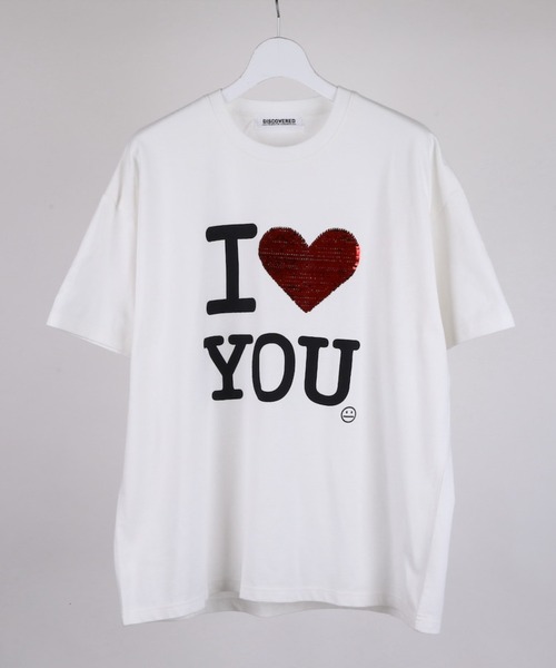 DISCOVERED（ディスカバード）の「DISCOVERED I LOVE＆HATE SEQUINS DAMAGE TEE（Tシャツ/カットソー・メンズ・ホワイト/ブラック・1/3）」の3枚目の写真