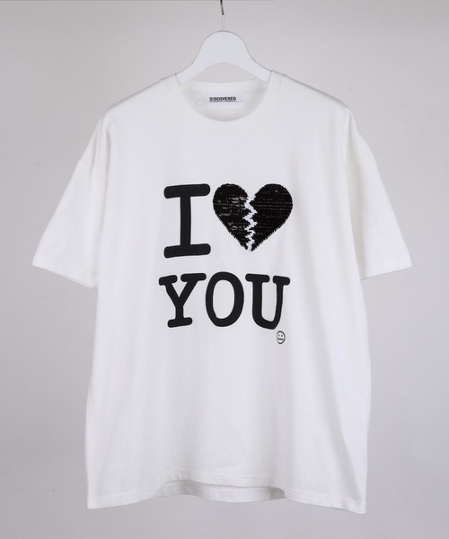 DISCOVERED（ディスカバード）の「DISCOVERED I LOVE＆HATE SEQUINS DAMAGE TEE（Tシャツ/カットソー・メンズ・ホワイト/ブラック・1/3）」の4枚目の写真