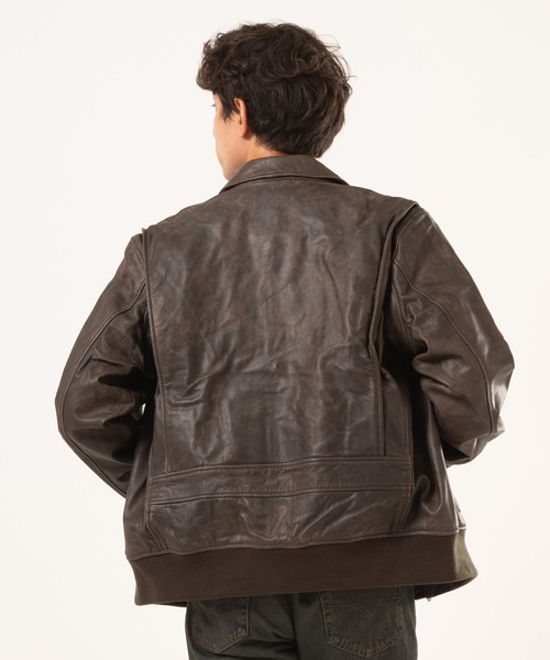Levi's（リーバイス）の「Levi's/リーバイス LEVI'S(R) LEATHER COLLECTION CLAYTON LEATHER AVIATOR JACKET（ブルゾン・メンズ・ブラウン・XL/L/M/S）」の5枚目の写真