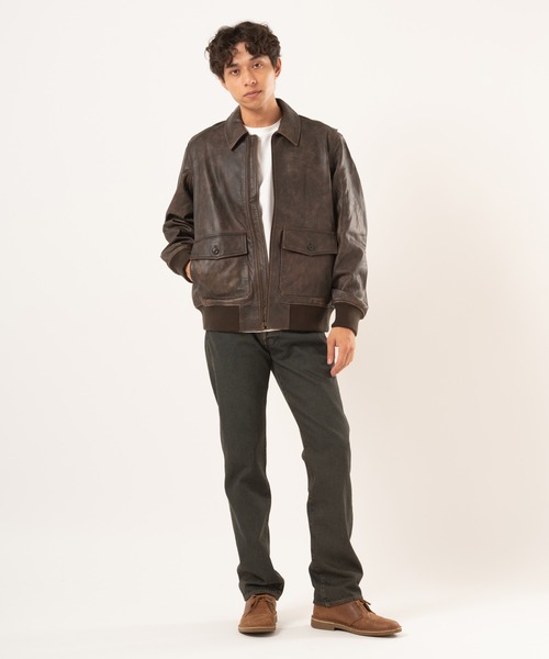 Levi's（リーバイス）の「Levi's/リーバイス LEVI'S(R) LEATHER COLLECTION CLAYTON LEATHER AVIATOR JACKET（ブルゾン・メンズ・ブラウン・XL/L/M/S）」の6枚目の写真