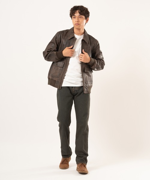 Levi's（リーバイス）の「Levi's/リーバイス LEVI'S(R) LEATHER COLLECTION CLAYTON LEATHER AVIATOR JACKET（ブルゾン・メンズ・ブラウン・XL/L/M/S）」の7枚目の写真