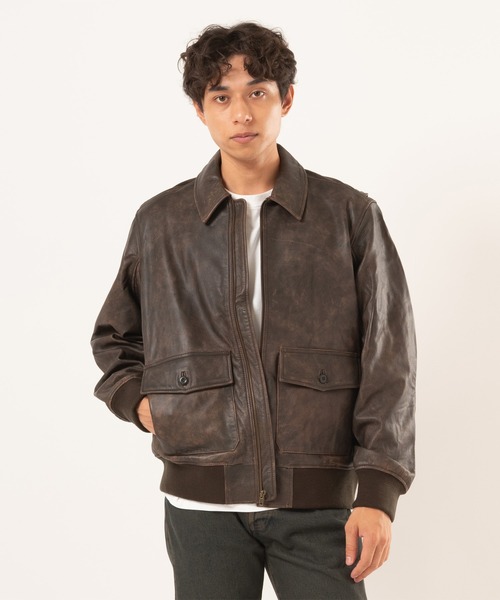 Levi's（リーバイス）の「Levi's/リーバイス LEVI'S(R) LEATHER COLLECTION CLAYTON LEATHER AVIATOR JACKET（ブルゾン・メンズ・ブラウン・XL/L/M/S）」の3枚目の写真