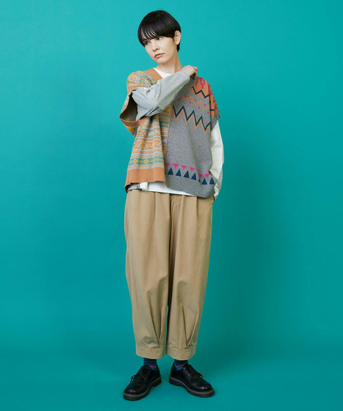 FRAPBOIS（フラボア）の「テンセルチノ2 パンツ（その他パンツ・レディース・ネイビー/ベージュ・2/1）」の14枚目の写真