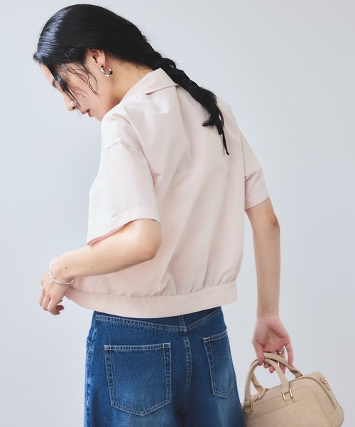VIS(ビス)の「刺繍ロゴハーフスリーブシャツ(シャツ/ブラウス・レディース・ネイビー/ピンク/ライトグリーン・FREE)」の15枚目の写真