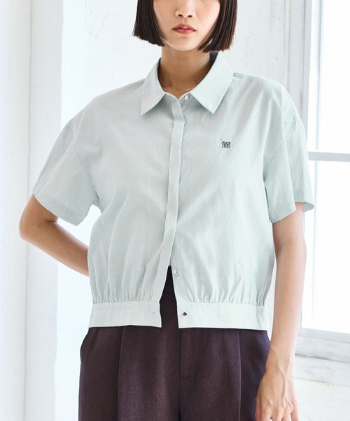 VIS(ビス)の「刺繍ロゴハーフスリーブシャツ(シャツ/ブラウス・レディース・ネイビー/ピンク/ライトグリーン・FREE)」の7枚目の写真